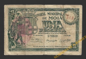 MOIA (Barcelona), 1 pesseta, 1937 