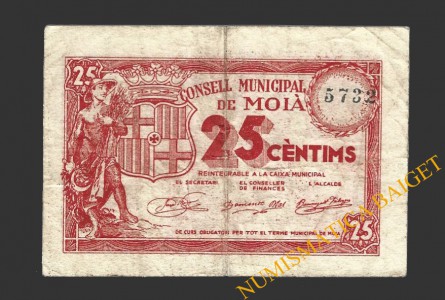 MOIA (Barcelona), 25 centims, 1937 