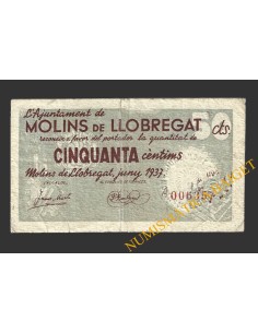MOLINS DE LLOBREGAT (Barcelona),50 centims, juny del 1937 