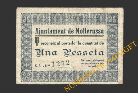 MOLLERUSSA (Lleida), 1 pesseta, 1937 