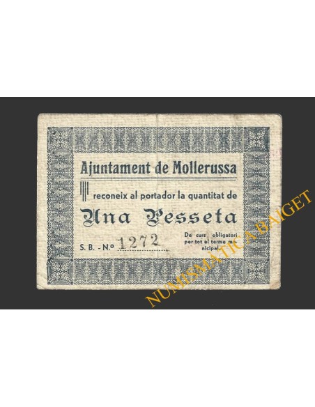 MOLLERUSSA (Lleida), 1 pesseta, 1937 