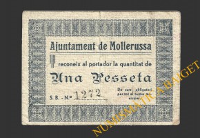 MOLLERUSSA (Lleida), 1 pesseta, 1937 