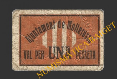MOLLERUSSA (Lleida), 1 pesseta, 1937 (2ª serie)
