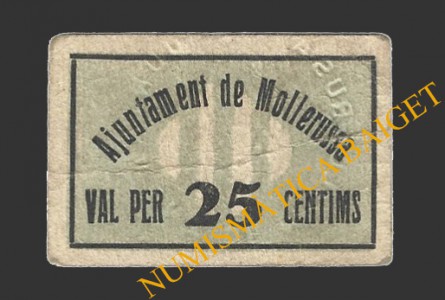 MOLLERUSSA (Lleida), 25 centims, 1937 (2ª serie)