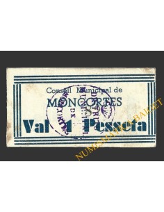 MONCORTES (Lleida), 1 pesseta, 1937 