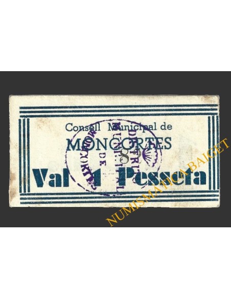 MONCORTES (Lleida), 1 pesseta, 1937 