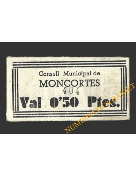 MONCORTES (Lleida), 0'50 pessetes, 1937 