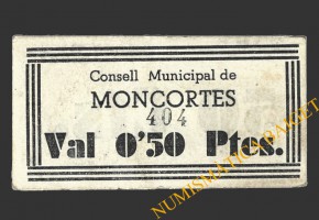 MONCORTES (Lleida), 0'50 pessetes, 1937 