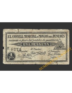MONJOS DEL PENEDES (Barcelona), 1 pesseta, 1937 
