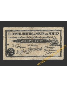 MONJOS DEL PENEDES (Barcelona), 25 centims, 1937 