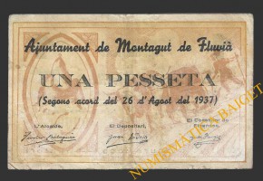 MONTAGUT DE FLUVIA (Girona), 1 pesseta, 26 d'agost del 1937 