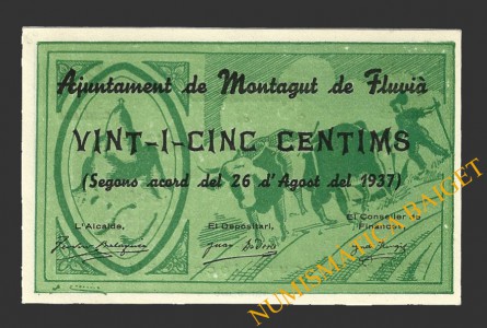 MONTAGUT DE FLUVIA (Girona), 25 centims, 26 d'agost del 1937 