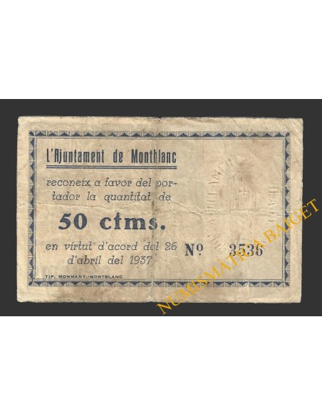 MONTBLANC (Tarragona), 50 centims, 26 d'abril del 1937 