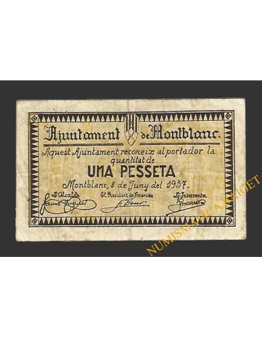 MONTBLANC (Tarragona), 1 pesseta, 8 de juny del 1937 