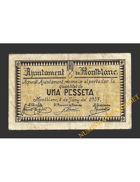 MONTBLANC (Tarragona), 1 pesseta, 8 de juny del 1937 