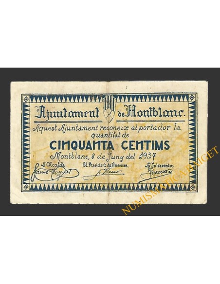 MONTBLANC (Tarragona), 50 centims, 8 de juny del 1937 