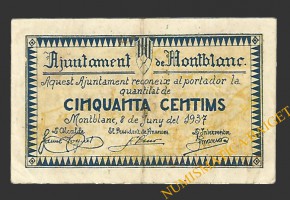 MONTBLANC (Tarragona), 50 centims, 8 de juny del 1937 