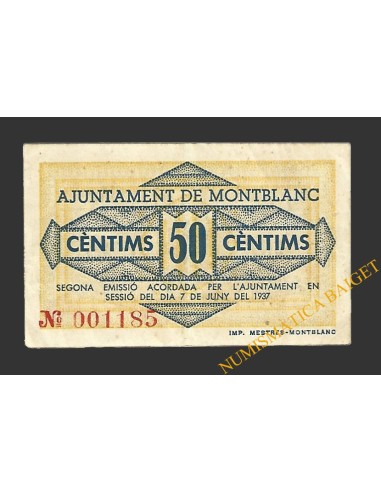MONTBLANC (Tarragona), 50 centims, 8 de juny del 1937 