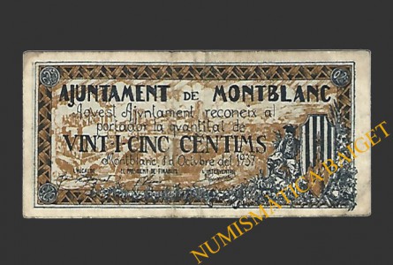 MONTBLANC (Tarragona), 25 centims, 1 d'octubre del 1937 