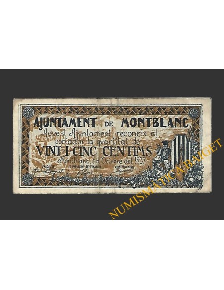 MONTBLANC (Tarragona), 25 centims, 1 d'octubre del 1937 