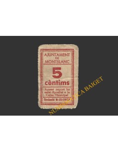 MONTBLANC (Tarragona), 5 centims, 8 de novembre del 1937 