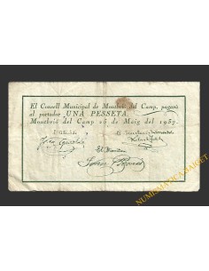 MONTBRIO DEL CAMP (Tarragona), 1 pesseta, 25 de maig del 1937 