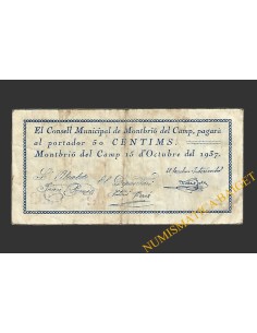 MONTBRIO DEL CAMP (Tarragona), 50 centims, 15 d'octubre del 1937 