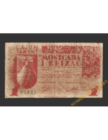 MONTCADA I REIXAC (Barcelona), 1 pesseta, maig del 1937 