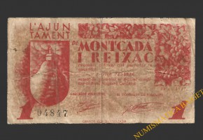 MONTCADA I REIXAC (Barcelona), 1 pesseta, maig del 1937 