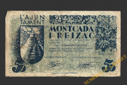 MONTCADA I REIXAC (Barcelona), 50 centims, maig del 1937 