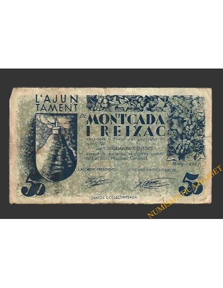 MONTCADA I REIXAC (Barcelona), 50 centims, maig del 1937 