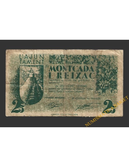 MONTCADA I REIXAC (Barcelona), 25 centims, maig del 1937 