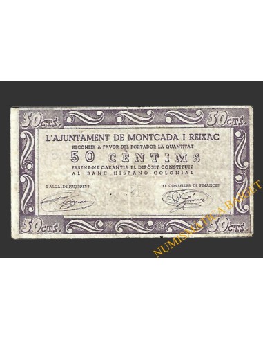 MONTCADA I REIXAC (Barcelona), 50 centims, 19 de novembre del 1937 
