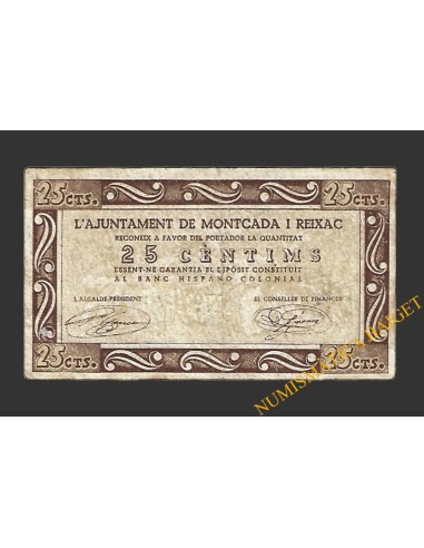 MONTCADA I REIXAC (Barcelona), 25 centims, 19 de novembre del 1937 