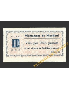 MONTFERRI (Tarragona), 1 pesseta, octubre del 1937 