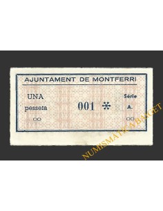 MONTFERRI (Tarragona), 1 pesseta, octubre del 1937  2