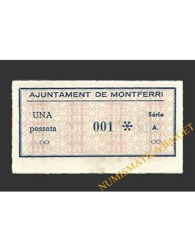 MONTFERRI (Tarragona), 1 pesseta, octubre del 1937 