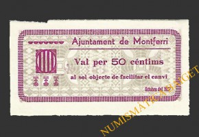 MONTFERRI (Tarragona), 50 centims, octubre del 1937 