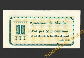 MONTFERRI (Tarragona), 25 centims, octubre del 1937 