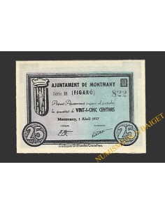MONTMANY-FIGARO (Barcelona), 25 centims, 1 d'abril del 1937 (2ª serie)
