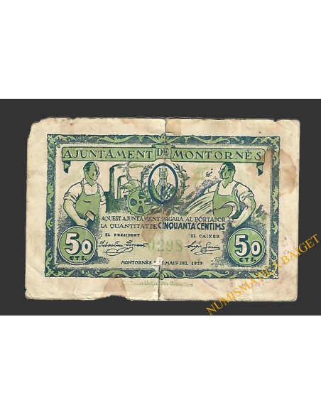 MONTORNES DEL VALLES (Barcelona), 50 centims, 1 de maig del 1937