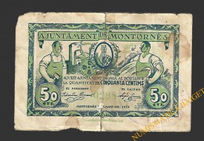 MONTORNES DEL VALLES (Barcelona), 50 centims, 1 de maig del 1937