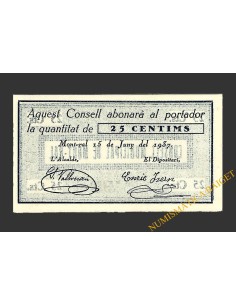 MONTRAL (Tarragona), 25 centims, 15 de juny del 1937