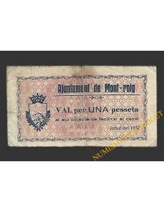 MONTROIG DEL CAMP (Tarragona), 1 pesseta, juliol del 1937