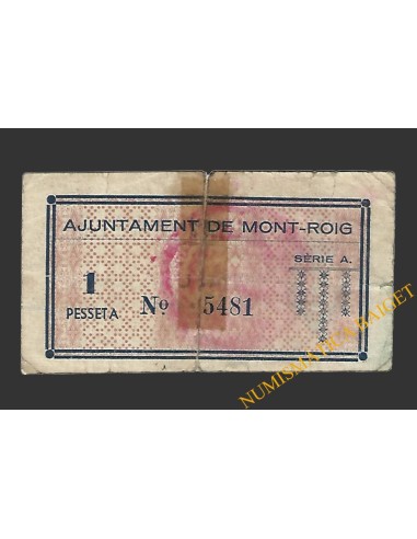 MONTROIG DEL CAMP (Tarragona), 1 pesseta, juliol del 1937