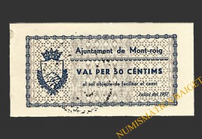 MONTROIG DEL CAMP (Tarragona), 50 centims, juliol del 1937