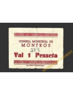MONTROS (Lleida), 1 pesseta, 1937 