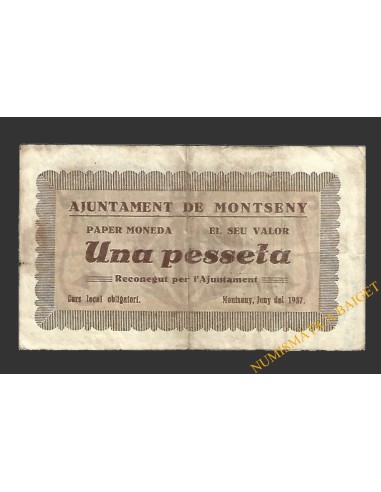 MONTSENY (Barcelona), 1 pesseta, juny del 1937 