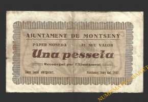 MONTSENY (Barcelona), 1 pesseta, juny del 1937 