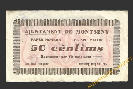 MONTSENY (Barcelona), 50 centims, juny del 1937 